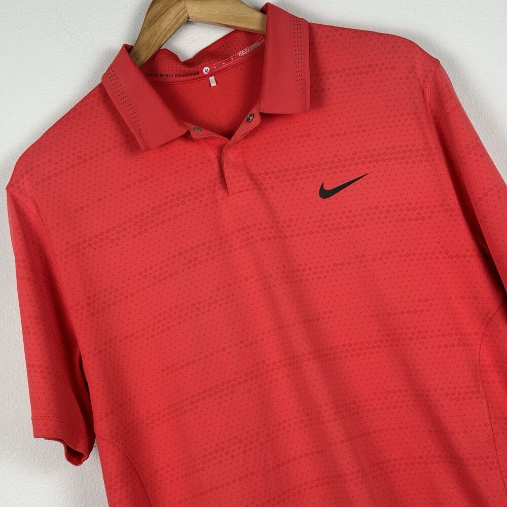 Nike Tiger Woods Collection Polo Shirt Mens Medium Dri-FIT Golf Sunday Red